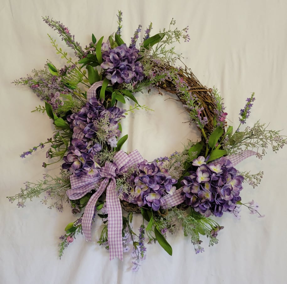 Purple Hydrangea Wreath